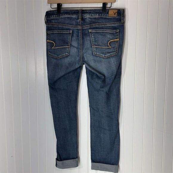 American Eagle Super Stretch Skinny Jeans 10 Short MediumWash Distressed Comfort - Picture 2 of 6